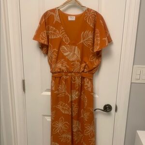Old Navy Orange Leaf Print Jumpsuit